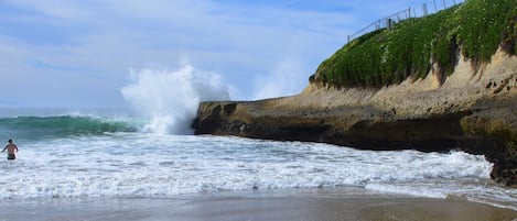 Sunny Cove beach just 100 yard walk from our front door.  