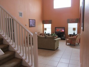 Two story high ceiling family room with 42' LCD TV