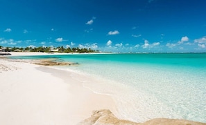 This is Pelican Beach steps from the property