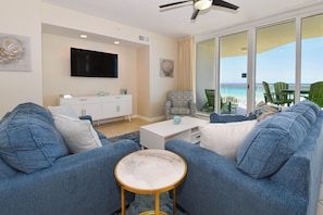 Silver Beach Tower West 406 - Living Area with TV