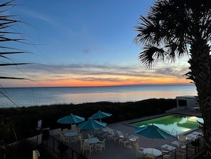 View from balcony at sunset