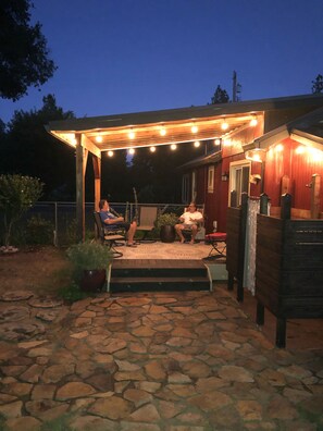 Deck with outdoor shower to the right
