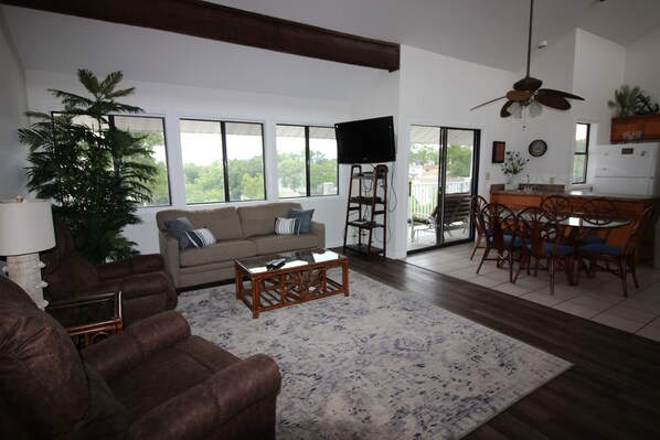 Family room and dining area.