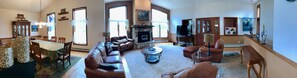 Living room and dining room area