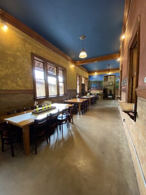 dining area will seat 26 people with space to add additional tables & seating 