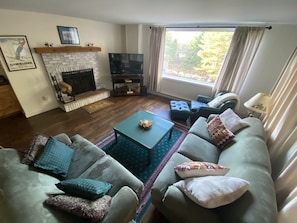 Living room with a fireplace