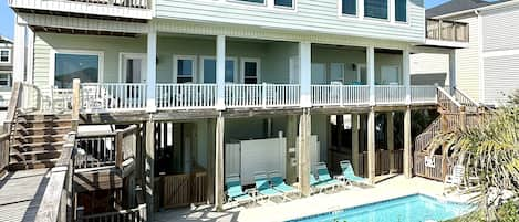 Front of beach house with pool. Eventide is on the left.