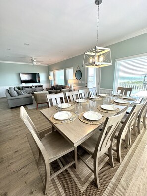 Eat, play games, work puzzles on this new large dining table! Seats 10. 