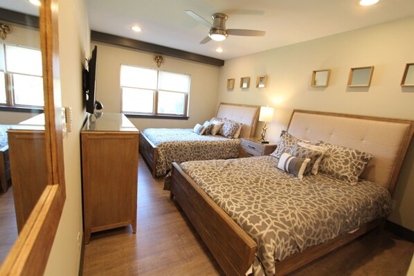 Hotel style bedroom, two Queen beds, Smart TV