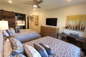 Hotel style bedroom, two Queen beds, Smart TV