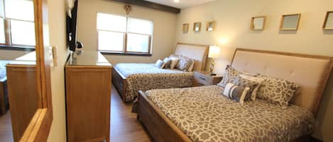 Hotel style bedroom, two Queen beds, Smart TV