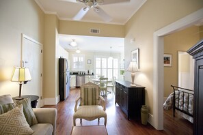 Open floor plan with eat-in kitchen