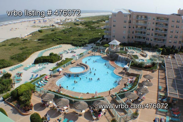 1 View South FROM ROOF of North Beach BLDG. Beach Front Pool Complex & Tables