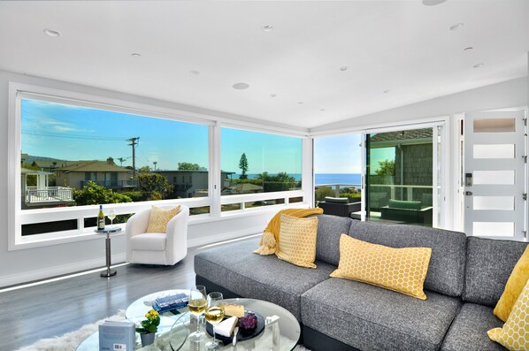 Enjoy stunning ocean views from the kitchen or living room
