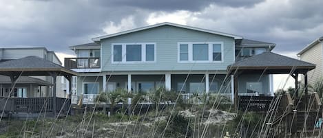 Our duplex from the beach. Each side - 5 bedrooms, 5 baths, 2500 square feet. 