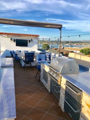 views of the Bay and the Ocean from the roof top deck.