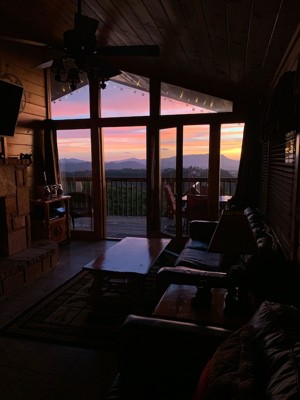 View of the sunset from inside the cabin (no photo filters used)