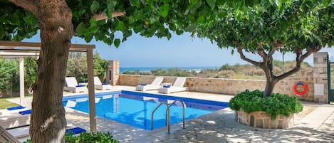 40 sq. m private swimming pool with sun beds and gazebo