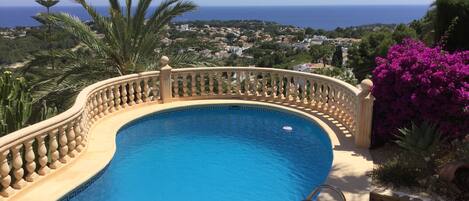 Private pool with panoramic sea views
