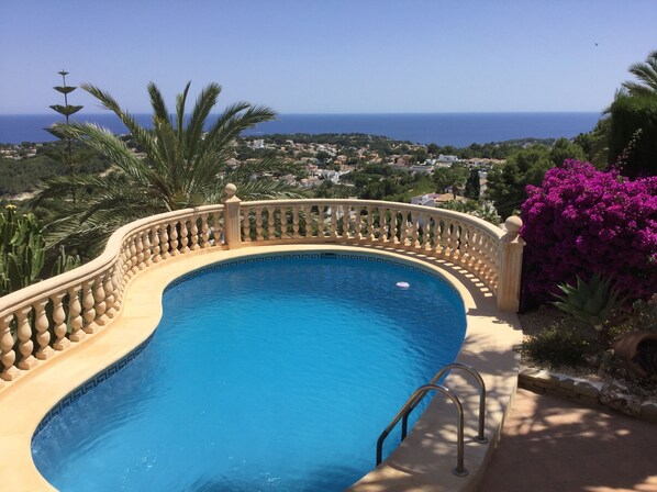 Private pool with panoramic sea views