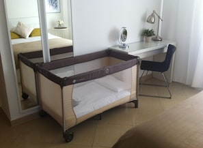 A nice crib to give your little one the comfort of home (available if required)