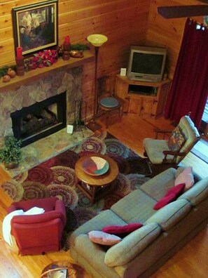 Cathedral ceiling over living room