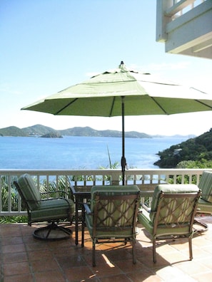 view from front deck of east end and BVI (Norman Island)