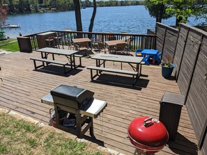 HUGE patio overlooking the water + gas & charcoal grills!