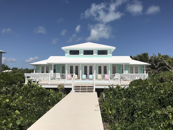 Beach front view of home