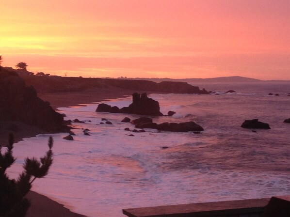 Sunrise!  You get both from this amazing deck on the ocean 
