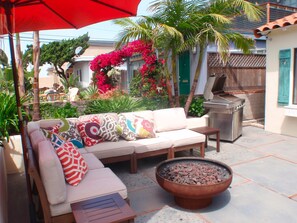 Patio Seating w/ Gas Fire Pit & Gas BBQ w/ Rotisserie