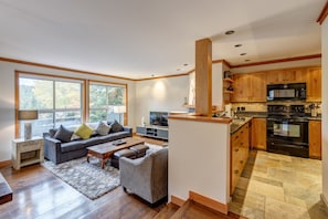 Kitchen overlooking living room