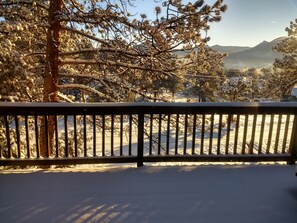 Snowy views from the deck off the dining room/kitchen.