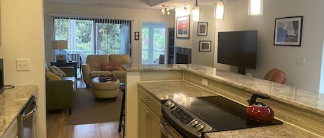 View from laundry room through kitchen to the living room