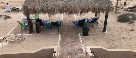 Your Beachfront Palapa Heaven.
Private patios & bathroom here.