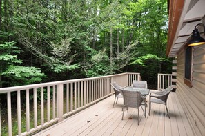 Huge back deck for eating out.