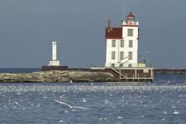 Lorain's Lighthouse and Beacon as viewed across the street from the Beacon B&B