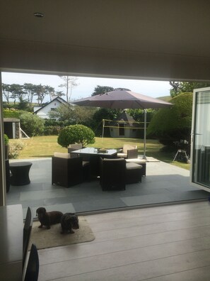 Kitchen out onto patio