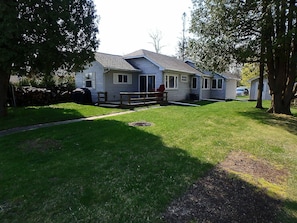 back yard with fire pit