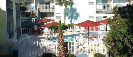 View of pool from condo balcony