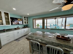 Kitchen with backyard/water views 