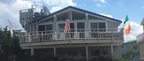 Our side (the front) of a front/back 2 story duplex