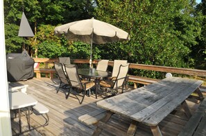 Large deck off main house with gas grill. New decking 2019