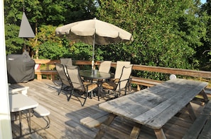 Large deck off main house with gas grill. New decking 2019