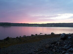 Sunset view from the Point.  Two beaches are part of the property.