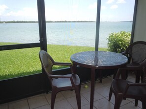 Screened porch, just feet from the bay!