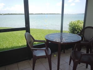 Screened porch, just feet from the bay!