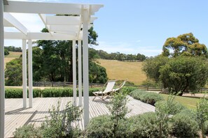 Front deck looking north to the stables.