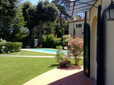 Lovely, spacious garden apartment with new pool and great views. Sleeps 4.