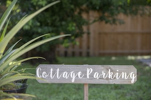 Dedicated cottage parking in driveway